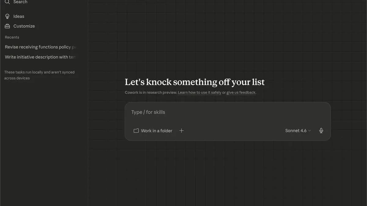 Screenshot of the Claude Desktop application