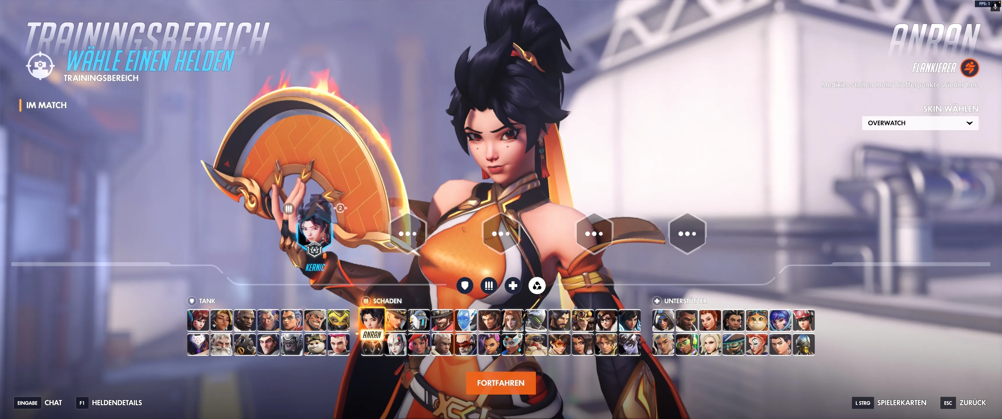 Overwatch hero selection screen